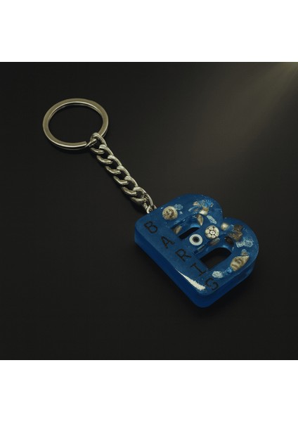 B Harfi - Kişiye Özel - Epoksi Reçine Anahtarlık - El Yapımı - Çelik Tokalı modelleri