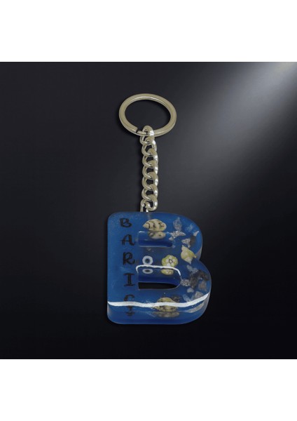 B Harfi - Kişiye Özel - Epoksi Reçine Anahtarlık - El Yapımı - Çelik Tokalı fırsatları