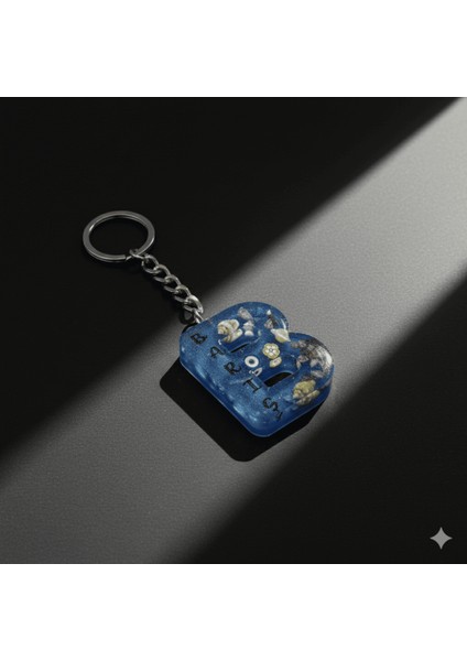 B Harfi - Kişiye Özel - Epoksi Reçine Anahtarlık - El Yapımı - Çelik Tokalı indirimleri