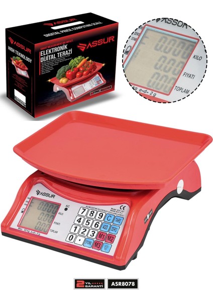Akülü Dijital Mutfak Terazisi 2 gr 40 kg Şarjlı Hassas Ölçüm Tartı Hassas Terazi