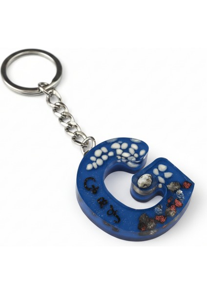 G Harfi - Kişiye Özel - Epoksi Reçine Anahtarlık - El Yapımı - Çelik Tokalı