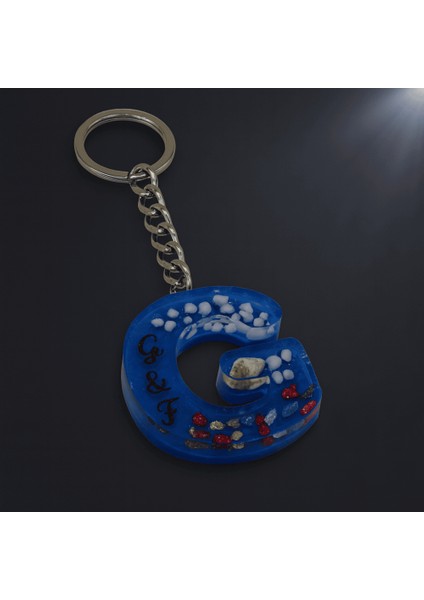 G Harfi - Kişiye Özel - Epoksi Reçine Anahtarlık - El Yapımı - Çelik Tokalı fırsatları