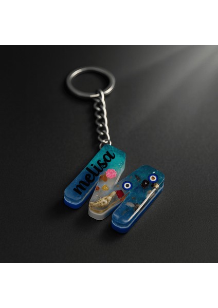 M Harfi - Kişiye Özel - Epoksi Reçine Anahtarlık - El Yapımı - Çelik Tokalı fırsatları