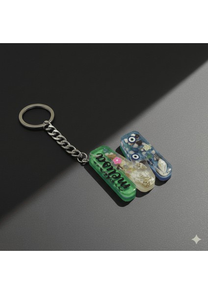 M Harfi - Kişiye Özel - Epoksi Reçine Anahtarlık - El Yapımı - Çelik Tokalı indirimleri