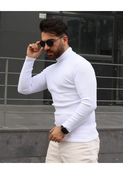 Beyaz Kaşkorse Balıkçı Yaka Likralı Kazak fiyatları