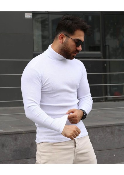 Beyaz Kaşkorse Balıkçı Yaka Likralı Kazak modelleri