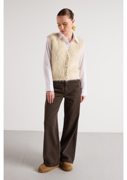 Pelüş Triko Yelek Taş modelleri