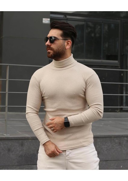 Bej Kaşkorse Balıkçı Yaka Likralı Kazak fiyatları