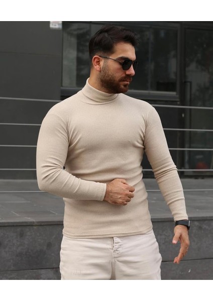 Bej Kaşkorse Balıkçı Yaka Likralı Kazak fırsatları