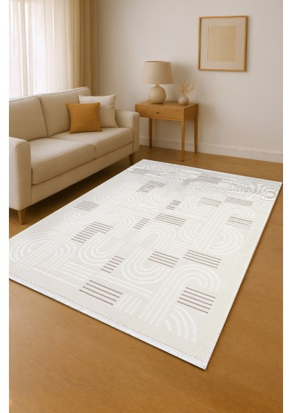 Veranda Civo Krem Bej Geometik Desenli Halı fiyatları