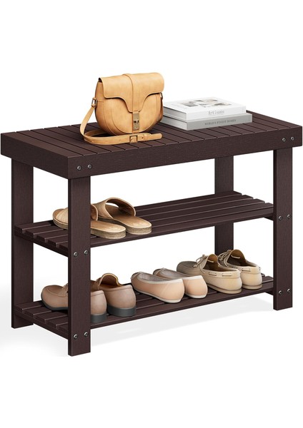 Ayakkabı Rafı Tezgahı, 3 Katmanlı Bambu Ayakkabı Depolama Düzenleyici, Giriş Tezgahı, 250 Lbs&apos;ye Kadar Tutar, 25 x 27,6 x 40,8 Cm, Giriş Yolu Yatak Odası Için, ULBS04Z