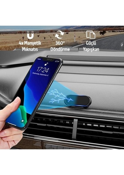 Araç Içi 360 Derece Dönebilen Mıknatıslı Torpido Üstü Telefon Tutucu