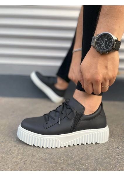 JY502 Bold Bağcıklı Cilt Erkek Günlük Sneaker Ayakkabı Cbt - Siyah modelleri