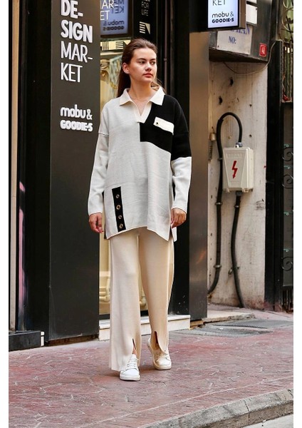 Mtxdpn Kuş Gözü Triko Takım Beyaz (Beden: Standart)