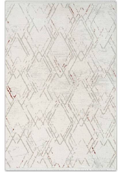 Seren Havi Bej Gri Geometik Desenli Halı