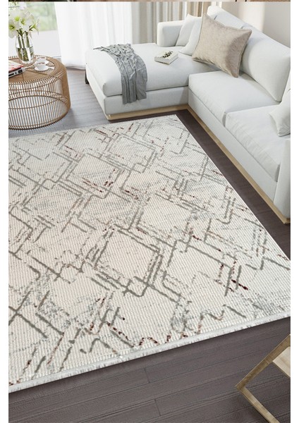 Seren Havi Bej Gri Geometik Desenli Halı fiyatları