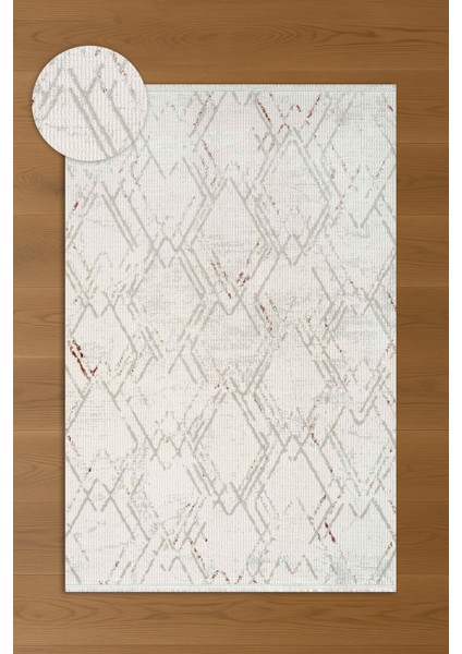 Seren Havi Bej Gri Geometik Desenli Halı fırsatları