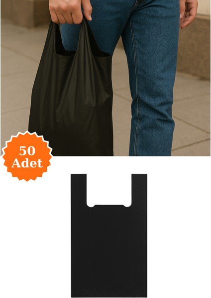 Dayanıklı Market Bakkal Tekel Manav Mağaza Malzeme Taşıma Atlet Poşet Çöp Torbası 54X79 cm 50 Adet