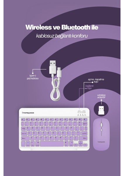 Tablet ve Telefonlar Için Bluetooth - Wireless Klavye ve Mouse Set fiyatları