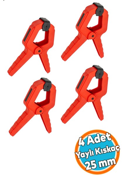 4 Adet Yaylı Kıskaç Mandal El Tip Işkence Mengene Kırmızı Klips Hobi 25 mm 1 Inç