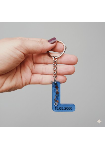 L Harfi - Kişiye Özel - Epoksi Reçine Anahtarlık - El Yapımı - Çelik Tokalı fiyatları