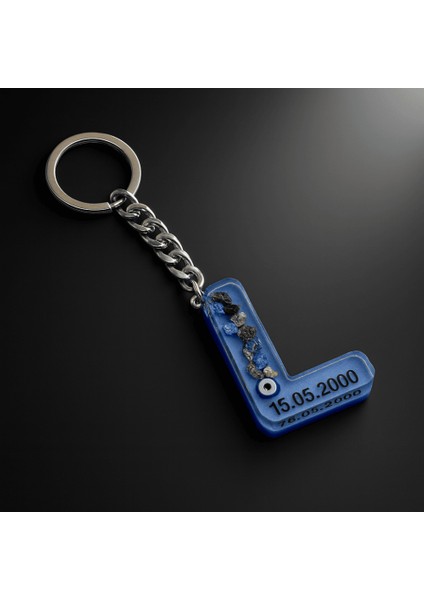 L Harfi - Kişiye Özel - Epoksi Reçine Anahtarlık - El Yapımı - Çelik Tokalı modelleri