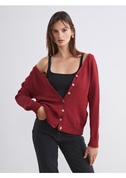 V Yaka Kadın Triko Hırka