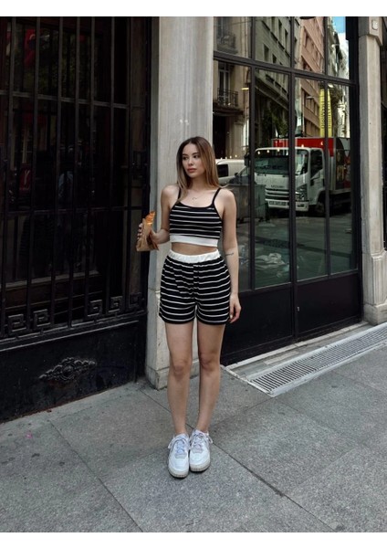 Mtxdpn Çizgili Şortlu Takım Siyah S3978 (Beden: Xl) modelleri