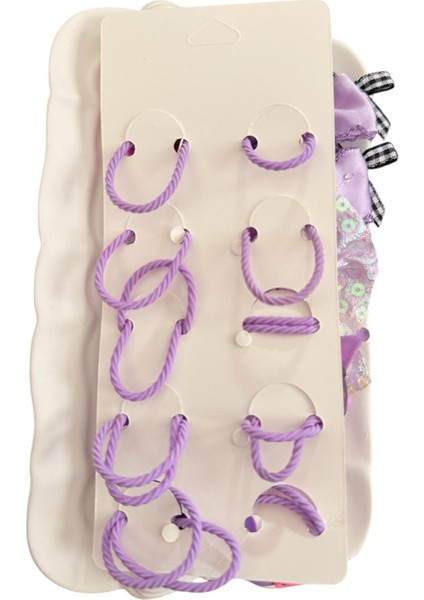 Kız Çocuk Kuromi 16'lı Lastik Çocuk Set Lila Toka modelleri