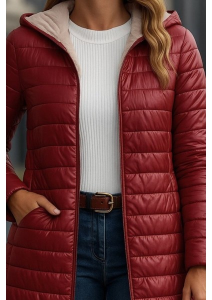 Kadın Uzun Kollu Kapşonlu Cep Detaylı Fermuarlı Orta Boy Mont fiyatları