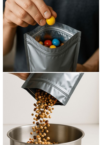 Kilitli Alüminyum Doypack Kahve Kuruyemiş Kuru Meyve Baharat Saklama Torbası 8,5X14,5 cm 50LI fırsatları