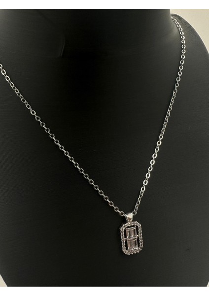 Taşlı Çift Halka Gümüş Renk Kolye Modern ve Işıltılı Tasarım fiyatları