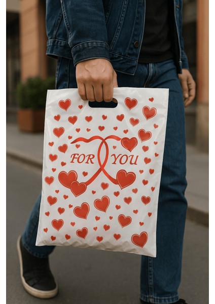 Güçlendirilmiş El Geçmeli Takviyeli Mağaza Poşeti Elit For You Kalp Baskı No 5 47X57,5 cm 50 Adet fiyatları