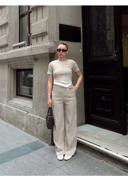 Mtxdpn Düğme Yakalı Bej Alt Üst Takım S3943 (Beden: L) fiyatları