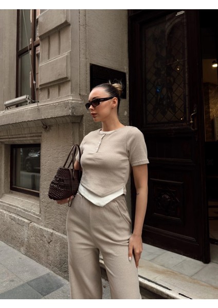 Mtxdpn Düğme Yakalı Bej Alt Üst Takım S3943 (Beden: L) modelleri