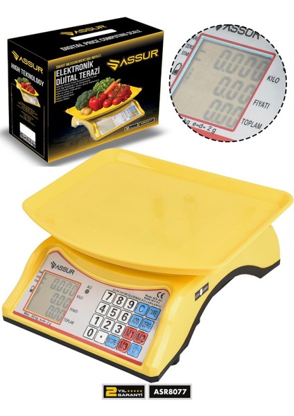 Akülü Dijital Mutfak Terazisi 2 gr 40 kg Şarjlı Hassas Ölçüm Tartı Hassas Terazi