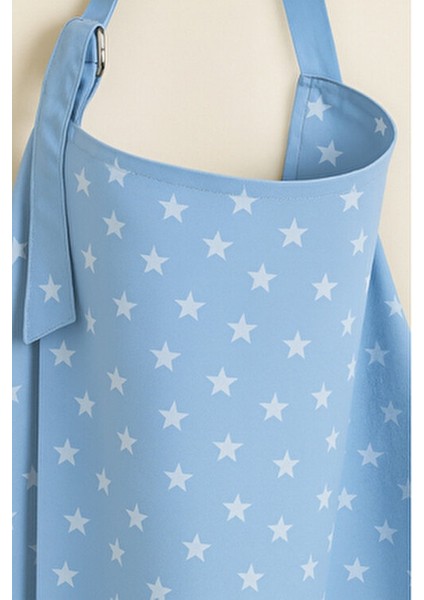 Emzirme Önlüğü Çok Amaçlı Kullanım İçin %100 Pamuk Açık Mavi Yıldız Desenli 75x95 cm modelleri