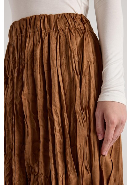 Süet Kraşlı Uzun Etek Taba indirimleri