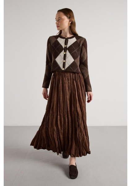 Süet Kraşlı Uzun Etek Kahve fırsatları