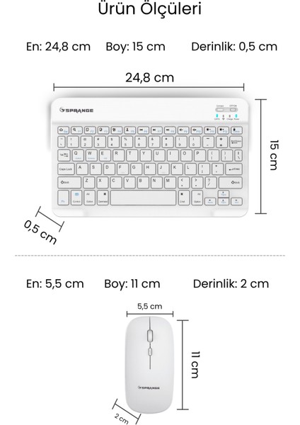 Tablet ve Telefonlar Için Bluetooth - Wireless Klavye ve Mouse Set fırsatları
