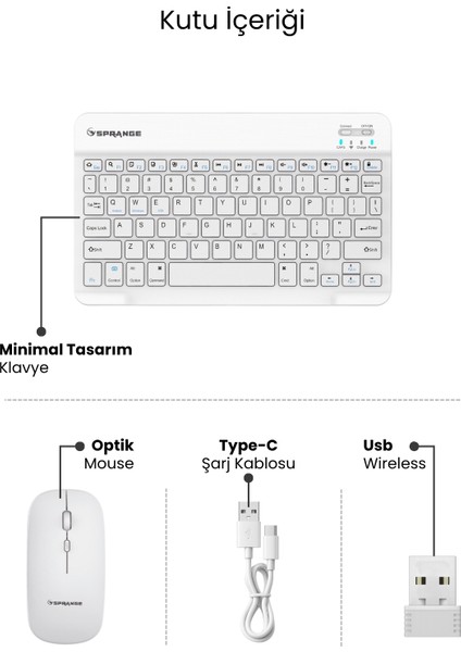 Tablet ve Telefonlar Için Bluetooth - Wireless Klavye ve Mouse Set indirimleri