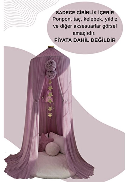 Deluxe Tül Cibinlik Dusty Lilac Renkli Tasarım 65 Cm Çap 280 Cm Uzunluk