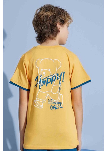 Erkek Çocuk T-Shirt Bermuda Alt Penye Süprem Bisiklet Yaka Orta Kalın Pijama Takımı- fırsatları