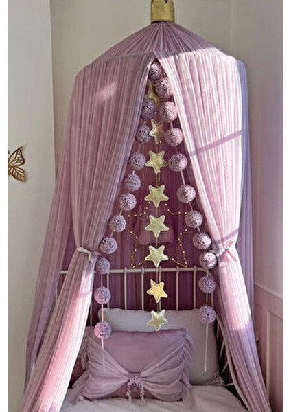 Deluxe Tül Cibinlik Dusty Lilac Renkli Tasarım 65 Cm Çap 280 Cm Uzunluk