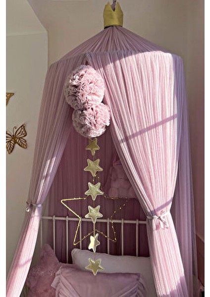Deluxe Tül Cibinlik Dusty Lilac Renkli Tasarım 65 Cm Çap 280 Cm Uzunluk