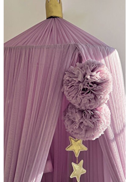 Deluxe Tül Cibinlik Dusty Lilac Renkli Tasarım 65 Cm Çap 280 Cm Uzunluk