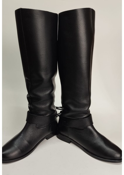 Kadın Hakiki Deri Körüklü Yarım Astar Siyah Floter Çizme fiyatları