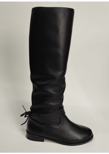 Kadın Hakiki Deri Körüklü Yarım Astar Siyah Floter Çizme fırsatları