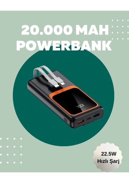 Bfs Dijital Ekranlı 20.000 Mah Powerbank | 22.5W Hızlı Şarj + Çoklu Bağlantı Seçeneği