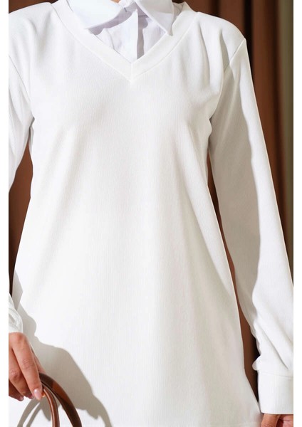 Mtxdpn Gömlek Yaka Fitilli Salaş Ikili Takım Beyaz T4300 (Beden: Xl) fiyatları